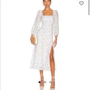 ASTR Audette Dress in Blue White Ditsy